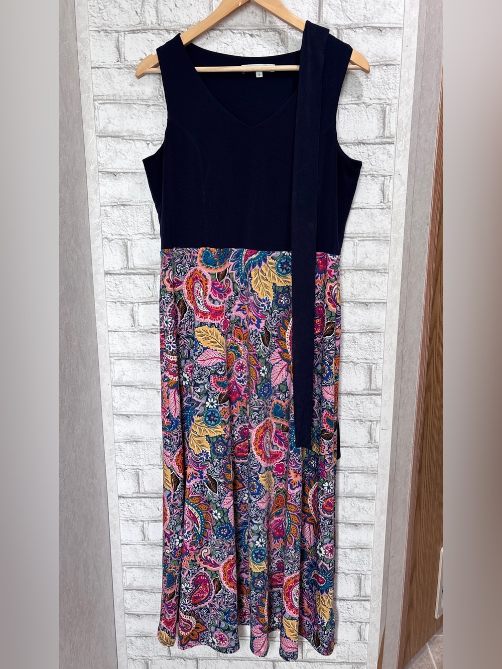 cleo Navy Top Multicolor Paisley Maxi Dress